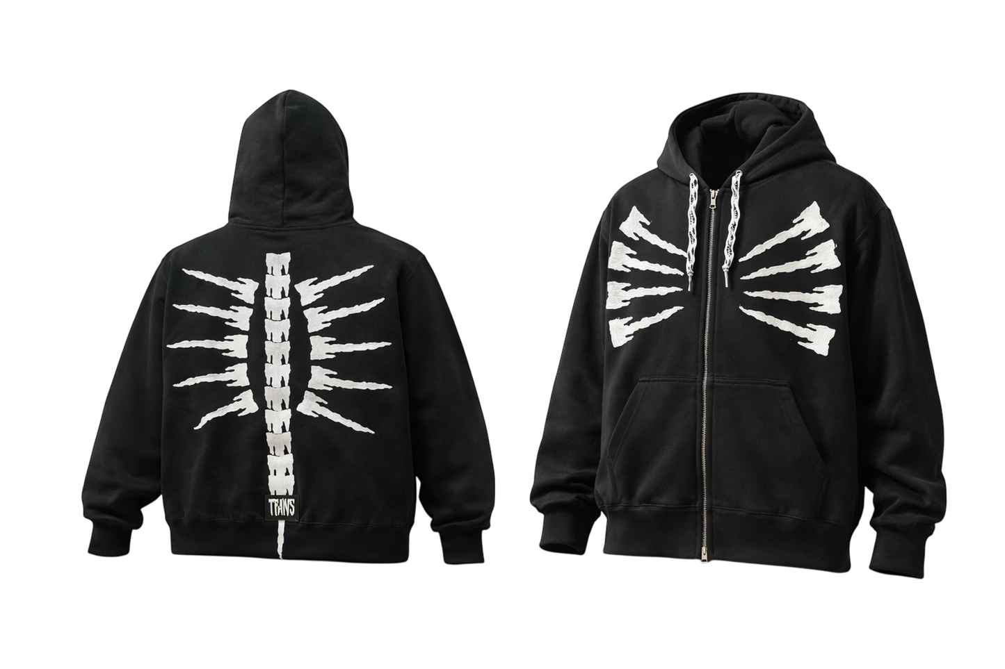 T-EMBLEM BONE OPEN HOODIE