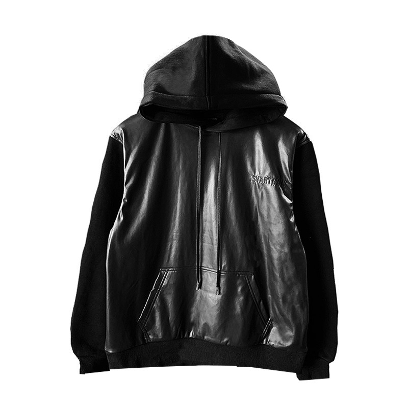 Vegan leather hoodie