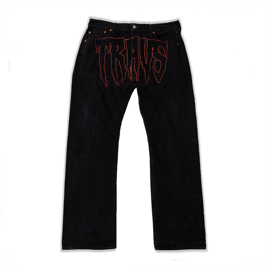 TRAVS DRIP CUSTOM 501 Pants [BLK × RED]