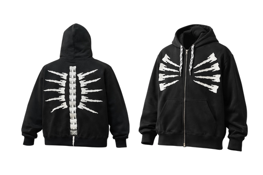 T-EMBLEM BONE OPEN HOODIE